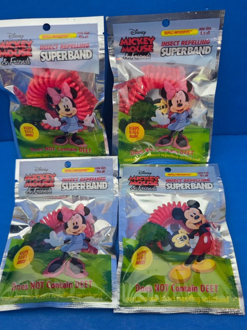Insect Repelling Superband Mickey Mouse Minnie Lot of 4 RED